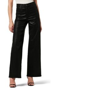 Joe’s coated black, wide leg jeans